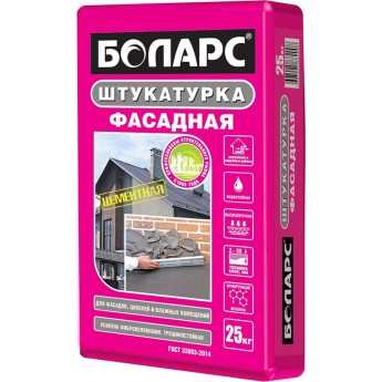 BOLARS штукатурка цементная фасадная с фиброволокном (25кг)