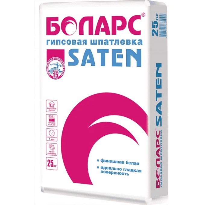 BOLARS Saten шпаклевка гипсовая финишная белая (25кг) 100042279019