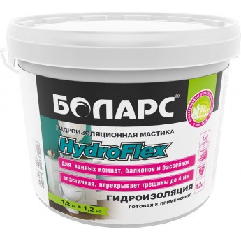 БОЛАРС HydroFlex гидроизоляционная полимерная мастика эластичная (1,2 кг)