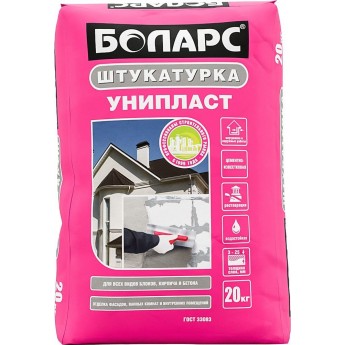 BOLARS Унипласт штукатурка цементная для блоков, кирпича и бетона (20кг)