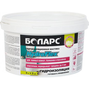 БОЛАРС HydroFlex гидроизоляционная полимерная мастика эластичная (3кг)