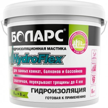 БОЛАРС HydroFlex гидроизоляционная полимерная мастика эластичная (6кг)