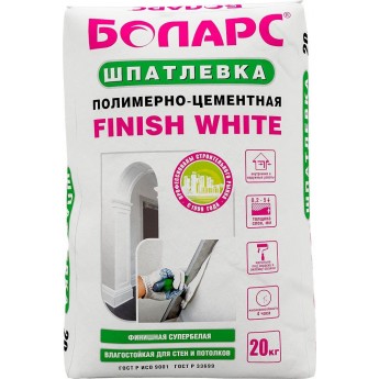 БОЛАРС Finish White шпаклевка полимерно-цементная финишная (20кг)